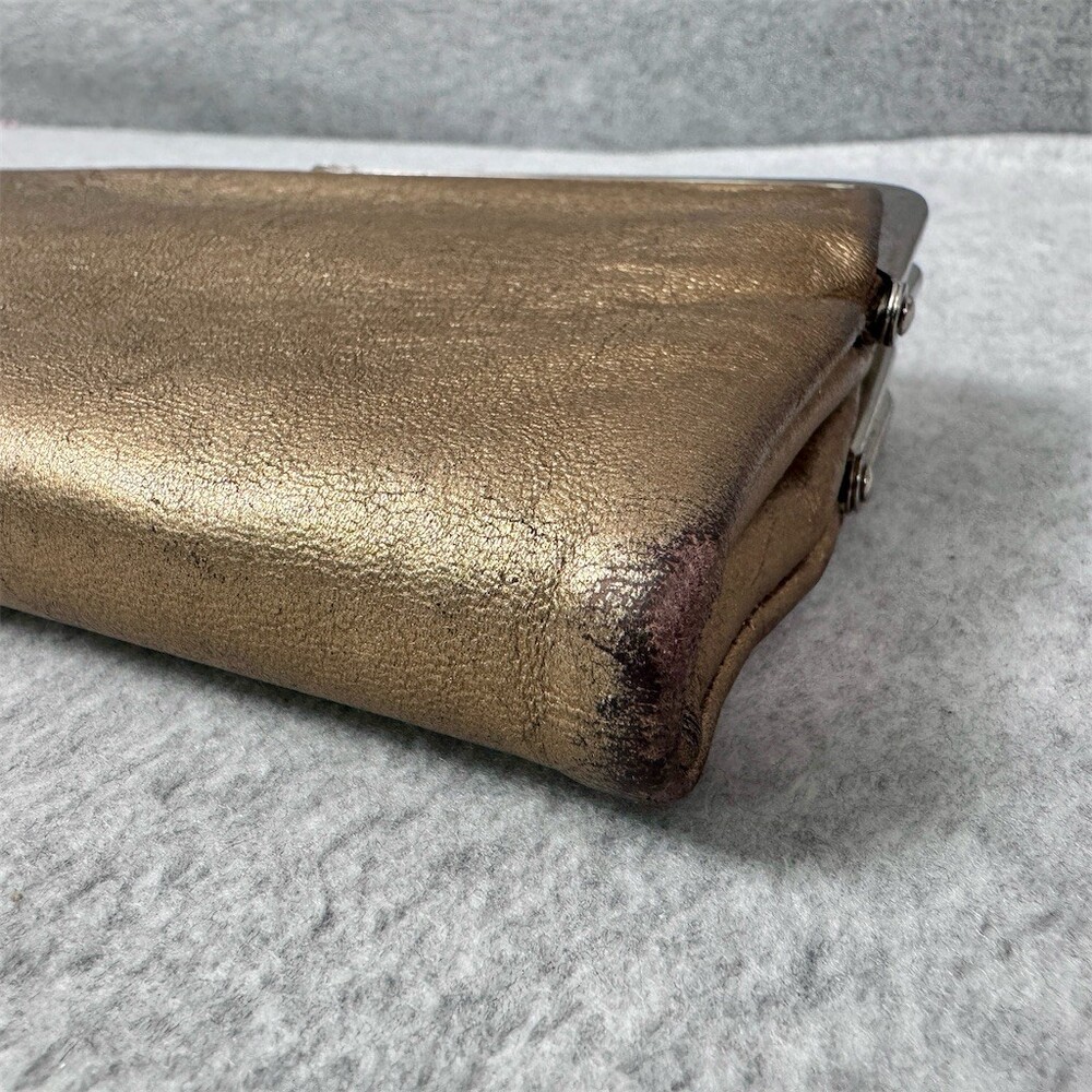 HOBO Lauren Clutch Wallet Womens Small Metallic Gold Kisslock Zip Pocket - Picture 10 of 13